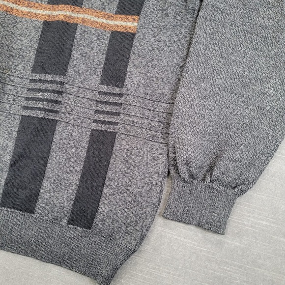 MANZONI Mens Gray Wool Mix Grandpa Dad 1/4 Zip Long Sleeve Sweater Made Italy L - Picture 8 of 9